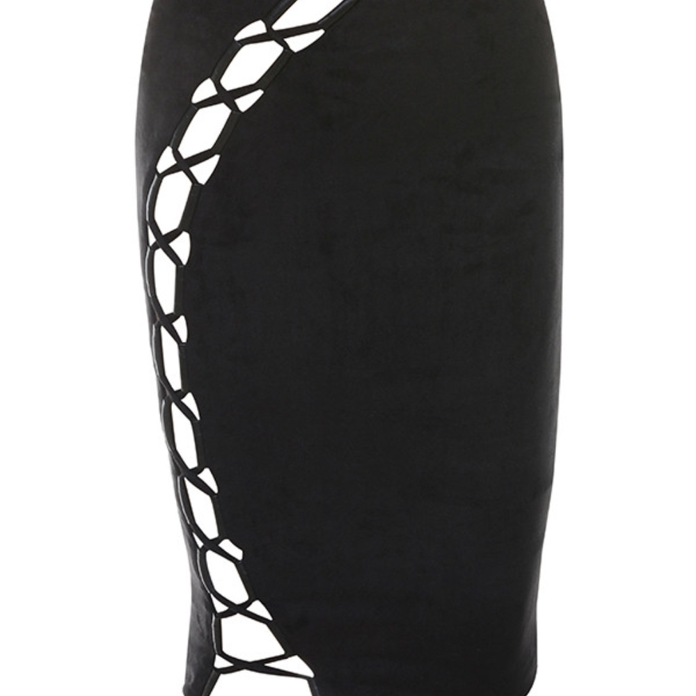 FRANCO' Black Suedette Lace Up Two Piece. - Picture 7 of 8